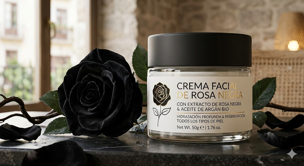 Crema facial  bioactiva con ROSA NEGRA (50 ml, Tu propia marca, BIO)